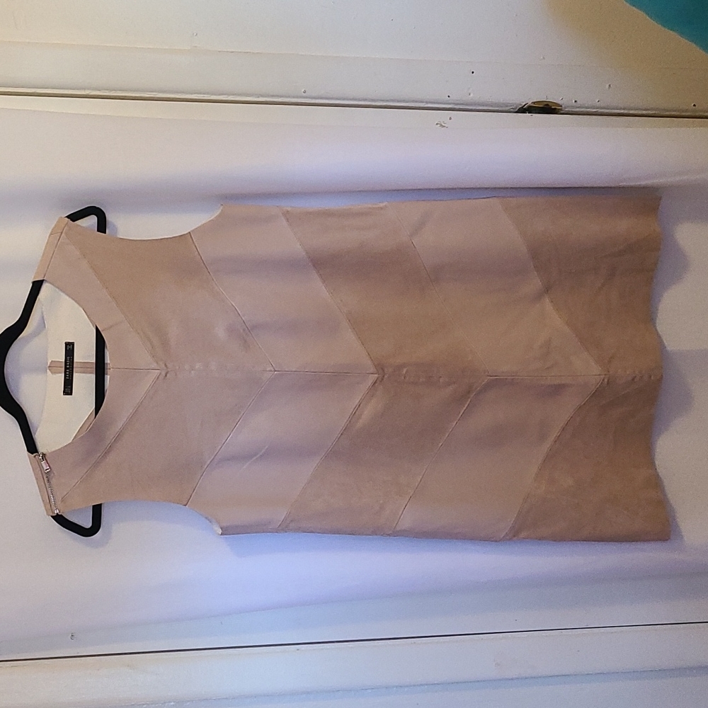 Zara Basics blush pink faux suede/leather dress